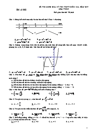 Đề thi minh học kì thi Trung học phổ thông quốc gia môn Toán Lớp 12 - Đề số 68 (Kèm đáp án)