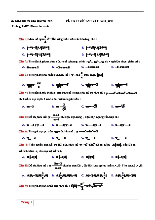 Đề thi thử Tốt nghiệp Trung học phổ thông môn Toán Lớp 12 - Năm học 2016-2017 - Trường THPT Phan Chu Trinh