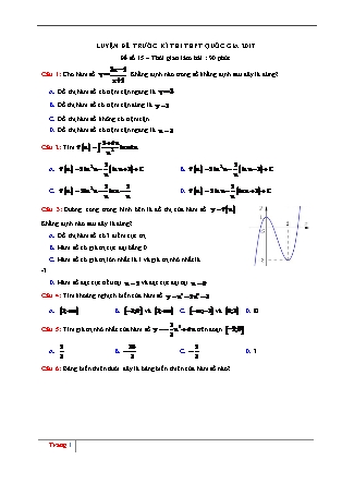 Đề thi thử Trung học phổ thông Lần 1 môn Toán Lớp 12 - Đề số 15 - Năm học 2016-2017 - Trường THPT Lam Kinh