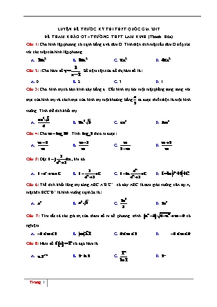 Đề thi thử Trung học phổ thông Lần 1 môn Toán Lớp 12 - Đề số 7 - Năm học 2016-2017 - Trường THPT Lam Kinh