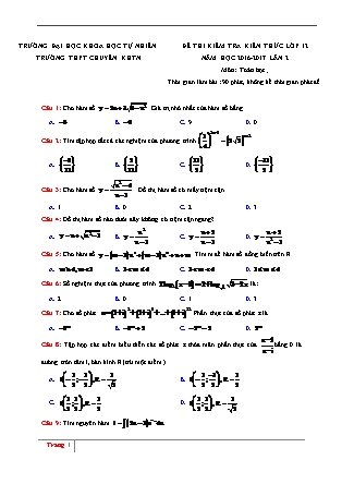 Đề thi thử Trung học phổ thông Lần 2 môn Toán Lớp 12 - Năm học 2016-2017