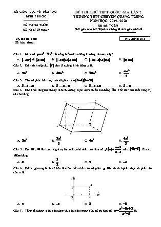 Đề thi thử Trung học phổ thông quốc gai môn Toán Lớp 12 - Đề số 13 - Năm học 2019-2020 - Trường THPT chuyên Quang Trung