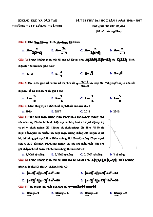 Đề thi thử Trung học phổ thông quốc gia Lần 1 môn Toán Lớp 12 - Năm học 2016-2017 -  Trường THPT Lương Thế Vinh
