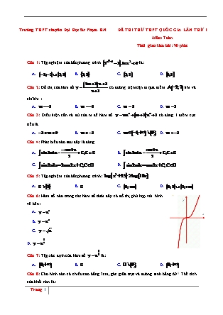 Đề thi thử Trung học phổ thông quốc gia Lần 1 môn Toán Lớp 12 - Trường THPT Chuyên Đại học sư phạm Hà Nội