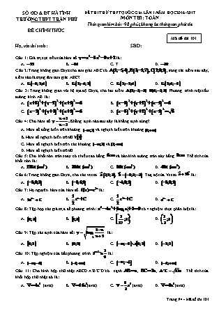 Đề thi thử Trung học phổ thông quốc gia Lần 1 môn Toán - Trường Trung học phổ thông Trần Phú