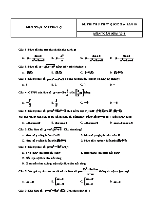 Đề thi thử Trung học phổ thông quốc gia Lần 10 môn Toán học