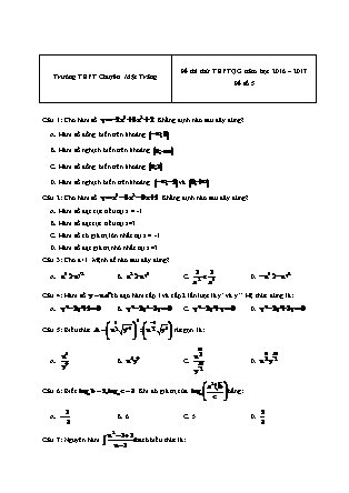 Đề thi thử Trung học phổ thông quốc gia môn Toán học - Đề số 5 - Năm học 2016-2017 - Trường THPT Chuyên Mặt Trăng