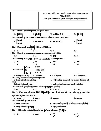 Đề thi thử Trung học phổ thông quốc gia môn Toán học Lớp 12 - Đề số 32 (Kèm đáp án)