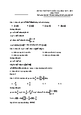 Đề thi thử Trung học phổ thông quốc gia môn Toán học Lớp 12 - Đề số 9 (Kèm đáp án)