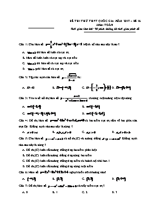 Đề thi thử Trung học phổ thông quốc gia môn Toán học Lớp 12 - Đề số 16 (Kèm đáp án)