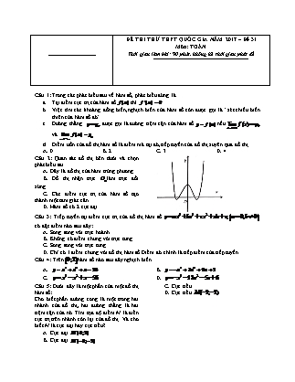 Đề thi thử Trung học phổ thông quốc gia môn Toán học Lớp 12 - Đề số 31 (Kèm đáp án)