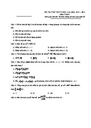 Đề thi thử Trung học phổ thông quốc gia môn Toán học Lớp 12 - Đề số 5 (Kèm đáp án)