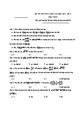 Đề thi thử Trung học phổ thông quốc gia môn Toán học Lớp 12 - Đề số 12 (Kèm đáp án)