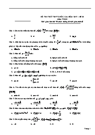 Đề thi thử Trung học phổ thông quốc gia môn Toán học Lớp 12 - Đề số 20 (Kèm đáp án)