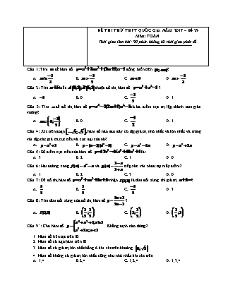 Đề thi thử Trung học phổ thông quốc gia môn Toán học Lớp 12 - Đề số 29 (Kèm đáp án)