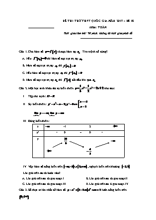 Đề thi thử Trung học phổ thông quốc gia môn Toán học Lớp 12 - Đề số 18 (Kèm đáp án)