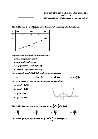 Đề thi thử Trung học phổ thông quốc gia môn Toán học Lớp 12 - Đề số 4 (Kèm đáp án)