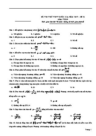 Đề thi thử Trung học phổ thông quốc gia môn Toán học Lớp 12 - Đề số 22 (Kèm đáp án)