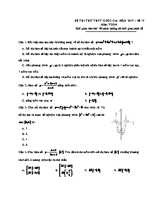 Đề thi thử Trung học phổ thông quốc gia môn Toán học Lớp 12 - Đề số 17 (Kèm đáp án)