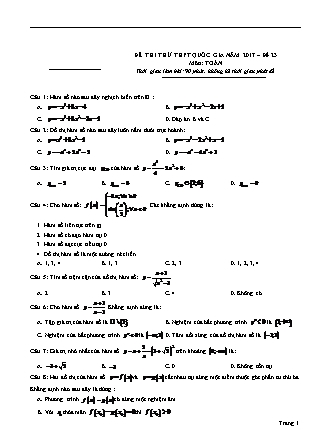 Đề thi thử Trung học phổ thông quốc gia môn Toán học Lớp 12 - Đề số 23 (Kèm đáp án)