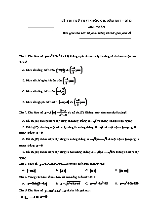 Đề thi thử Trung học phổ thông quốc gia môn Toán học Lớp 12 - Đề số 13 (Kèm đáp án)