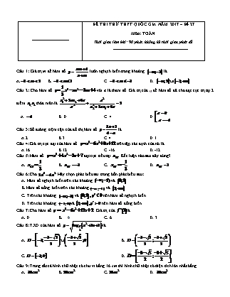 Đề thi thử Trung học phổ thông quốc gia môn Toán học Lớp 12 - Đề số 27 (Kèm đáp án)