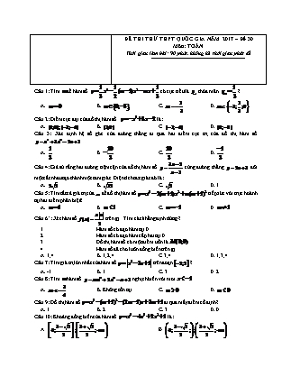 Đề thi thử Trung học phổ thông quốc gia môn Toán học Lớp 12 - Đề số 30 (Kèm đáp án)