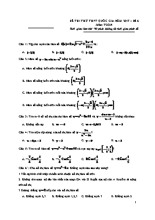 Đề thi thử Trung học phổ thông quốc gia môn Toán học Lớp 12 - Đề số 6 (Kèm đáp án)