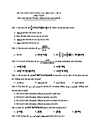 Đề thi thử Trung học phổ thông quốc gia môn Toán học Lớp 12 - Đề số 15 (Kèm đáp án)