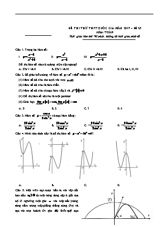 Đề thi thử Trung học phổ thông quốc gia môn Toán học Lớp 12 - Đề số 25 (Kèm đáp án)