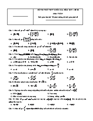 Đề thi thử Trung học phổ thông quốc gia môn Toán học Lớp 12 - Đề số 28 (Kèm đáp án)