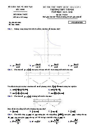 Đề thi thử Trung học phổ thông quốc gia môn Toán Lớp 12 - Đề số 1 - Năm học 2019-2020 - Sở Giáo dục và đào tạo Bắc Ninh