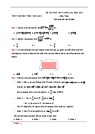 Đề thi thử Trung học phổ thông quốc gia môn Toán Lớp 12 - Trường THPT Chuyên Trần Phú