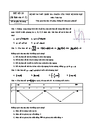 Đề thi Trung học phổ thông môn Toán học - Đề số 10