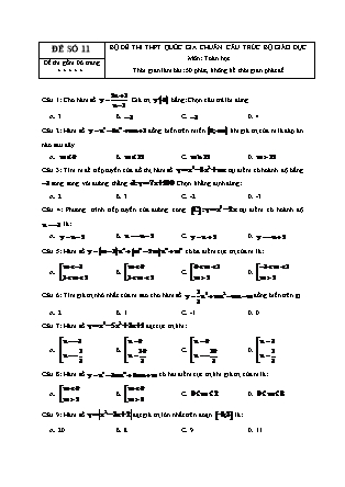 Đề thi Trung học phổ thông môn Toán học Lớp 12 - Đề số 11