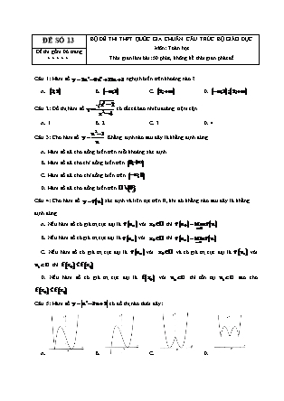 Đề thi Trung học phổ thông môn Toán học Lớp 12 - Đề số 13