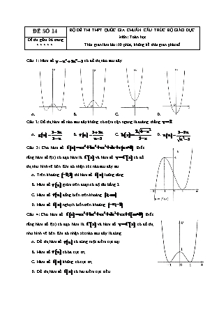 Đề thi Trung học phổ thông môn Toán học Lớp 12 - Đề số 14