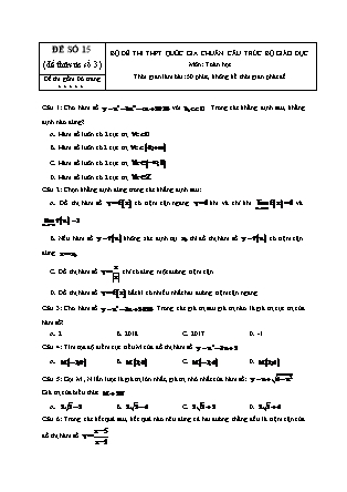 Đề thi Trung học phổ thông môn Toán học Lớp 12 - Đề số 15