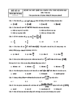 Đề thi Trung học phổ thông môn Toán học Lớp 12 - Đề số 16