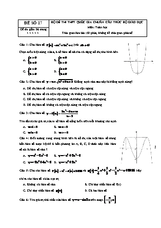 Đề thi Trung học phổ thông môn Toán học Lớp 12 - Đề số 17