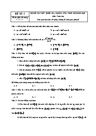 Đề thi Trung học phổ thông môn Toán học Lớp 12 - Đề số 3