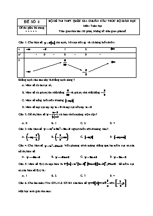 Đề thi Trung học phổ thông môn Toán học Lớp 12 - Đề số 4