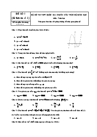 Đề thi Trung học phổ thông môn Toán học Lớp 12 - Đề số 5