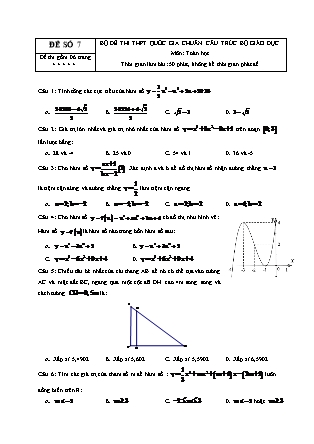 Đề thi Trung học phổ thông môn Toán học Lớp 12 - Đề số 7