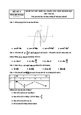 Đề thi Trung học phổ thông môn Toán học Lớp 12 - Đề số 9