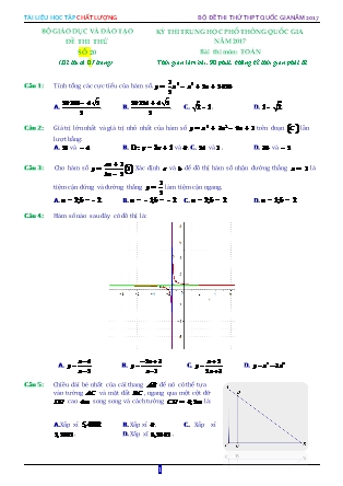 Đề thi Trung học phổ thông quốc gia môn Toán (Chuẩn kiến thức)