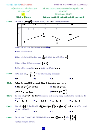 Đề thi Trung học phổ thông quốc gia môn Toán - Đề số 11