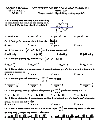 Đề thi Trung học phổ thông quốc gia môn Toán - Đề số 12 (Kèm đáp án)