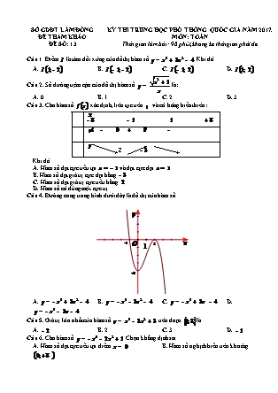 Đề thi Trung học phổ thông quốc gia môn Toán - Đề số 13 (Kèm đáp án)