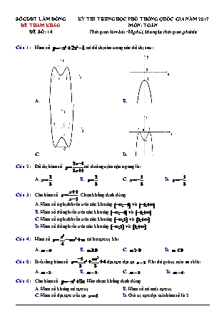 Đề thi Trung học phổ thông quốc gia môn Toán - Đề số 14 (Kèm đáp án)